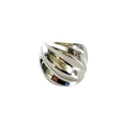 Anillo ancho plateado minimalista con textura de espiral gruesa y acabado pulido - US 7 / Color acero