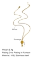 Gouden roestvrijstalen ketting met sleutelhanger en glanzende strass-steentjes - Skeletsleutel Ketting