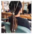 Catenina per capelli multistrato dorata in lega con ciondoli a conchiglia per coda - Set 2A3B (Conchiglia a più Strati)