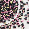 DIY black glass beads with pink and yellow crackle texture for handmade jewelry making - 10mm / Yellow Pink Black Jade Style (25#)