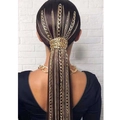 Golden multi-layer Cuban chain ponytail wrap hair accessory with dangling fringe tassels - Multi-layer Ponytail Set (Combination 3A3B3C)