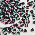 DIY black glass beads with pink and green mesh patterns for handmade jewelry - 10mm / Green Red Black Jade Style (17#)