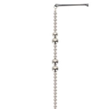 Long silver bead tassel hair chain with mirrored metallic finish on a black hair clip - Style C (13840C)