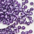 Polished 8-10mm deep purple glass beads with unique white spiderweb cracked pattern - 10mm / Purple Jade Style (22#)