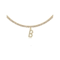 Gold tennis chain necklace featuring a sparkling iced out crystal letter B pendant - B Gold