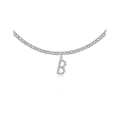 Silver tennis chain necklace featuring a sparkling iced out letter B pendant with zircons - B Silver