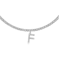 Silver-plated letter F tennis necklace featuring sparkly cubic zirconia stones - F Silver