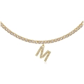 Gold-plated tennis chain featuring a sparkling iced-out letter M pendant with clear zircons - M Gold