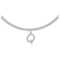 Tennis chain necklace featuring a sparkling diamond-encrusted capital letter Q pendant - Q Silver