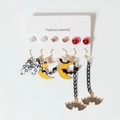 Halloween earring set with 6 pairs of pumpkin ghost and bat charms on display card - Ghost And Bat Style (22540-4)