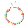 Adjustable pet necklace featuring colorful macaron resin beads and a silver clasp - Multicolor