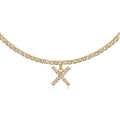 Golden tennis chain necklace with a sparkling pavé crystal letter X pendant - X Gold