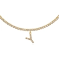 Sparkling gold necklace with iced out crystal link chain and a bold letter Y pendant - Y Gold