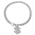 Collar cubano plateado para mascotas con colgante de signo de dólar y diamantes de imitación - Plateado