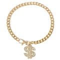 Collar dorado para mascotas con colgante de signo de dólar brillante y cierre de langosta - Dorado