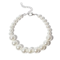 Elegante collar de perlas degradadas con cierre plateado para perros pequeños - Blanco