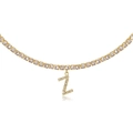 Gold tennis chain necklace featuring a crystal-encrusted letter Z initial pendant - Z Gold