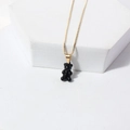 Minimalist gold chain necklace with cute black gummy bear pendant for women - Black