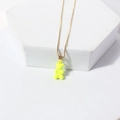 Charming gold chain necklace featuring a bright neon yellow resin bear pendant - Yellow