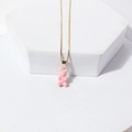 Pink gummy bear pendant necklace with fine golden chain for women in retro style - Pink