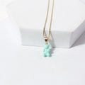 Delicate gold chain necklace with a cute mint green bear pendant in retro style - Light Green