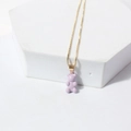 Chic golden fine chain necklace featuring a cute purple gummy bear pendant charm - Light Purple