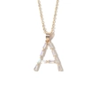 Gold plated letter A necklace pendant with sparkling cubic zirconia on a cable chain - Letter A