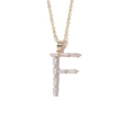 Gold-plated letter F necklace featuring sparkling rectangular cubic zirconia baguettes - Letter F