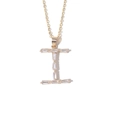 Gold plated necklace with baguette-cut zircon letter I pendant on a fine link chain - Letter I