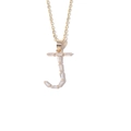 Gold plated initial J necklace with baguette-cut cubic zirconia in minimalist style - Letter J