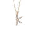 Gold-plated letter K pendant necklace with baguette-cut cubic zirconia stones - Letter K