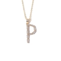 Gold plated letter P pendant necklace with baguette-cut zircon crystals for women - Letter P
