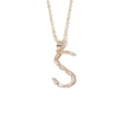 Gold plated necklace with letter S pendant featuring baguette-cut zircon stones - Letter S
