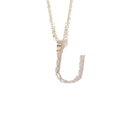 Gold-plated letter U pendant necklace with rectangular zircon stones for women - Letter U