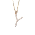 Gold plated letter Y necklace featuring baguette-cut zircon stones on a fine chain - Letter Y