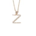 Gold plated initial Z necklace with baguette cut cubic zirconia stones on thin O-chain - Letter Z