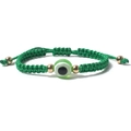 Μποέμ χειροποίητο πράσινο βραχιόλι evil eye με ρυθμιζόμενες χρυσές χάντρες - Πράσινο