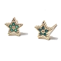 Boucles d'oreilles étoiles dorées avec pierres vertes et bords perlés - Vert