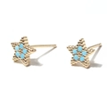 Boucles d'oreilles étoiles dorées ornées de cinq pierres bleu turquoise serties dans le métal - Bleu