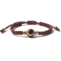Μποέμ χειροποίητο βραχιόλι evil eye με καφέ κορδόνι και χρυσές μεταλλικές χάντρες - Καφέ