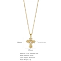 Κολιέ σταυρός από ανοξείδωτο ατσάλι 316L σε χρυσό χρώμα με διαφανή ζιργκόν - Απλό Στυλ Λευκό Ζιργκόν (A1214)