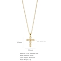 Gold plated 316L stainless steel cross necklace with emerald-cut clear cubic zirconia - Clear Zircon Ladder Style (A1220)