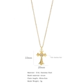Gold finish 316L stainless steel cross necklace with colorful micro zircon pendant - Gold-Colorful Zirconia (A289)