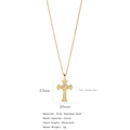 Gold finish cross necklace in 316L stainless steel featuring micro-paved white zircons - Gold-Minimalist White Zirconia (A292)