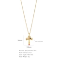 316L stainless steel cross necklace with colorful zircon stones variant - Gold-Bright Colorful (A293)