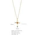 Golden 316L stainless steel cross necklace with colorful zircon stone inlay - Gold-Red Heart Colorful Zirconia (A296)