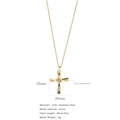 316L stainless steel gold cross necklace with colorful zircon pavé and dimension marks - Gold-Vintage Floral Zirconia (A297)