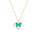 Elegante collar de mariposa dorado con alas de cristal verde y detalles de circón - Collar Individual / Collar Mariposa Verde (A575)