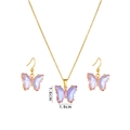 Conjunto de collar y pendientes de mariposa en cristal púrpura con acabado dorado - Juego Joyas Mariposa Púrpura (A577)