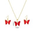 Conjunto de joyas de mariposa de cristal rojo con collar y pendientes en dorado - Juego Joyas Mariposa Rojo (A578)